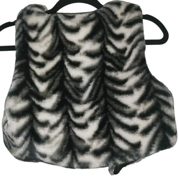 POETRY | Faux Fur OPEN Zebra Printed Costume Vest - Picture 2 of 5